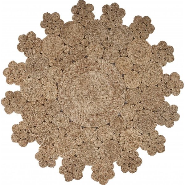 Palacedesigns 48 x 48 in. Dazzling Concentric Natural Boutique Jute Rug PA2627819